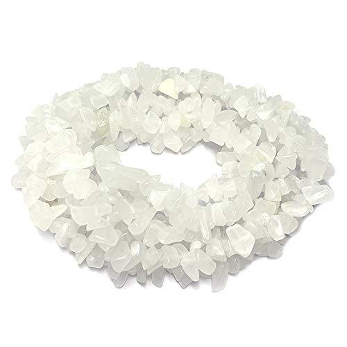 35 inches Chip Stone Loose Gemstones Beads Drilled Strand for Jewelry Making (White Jade)