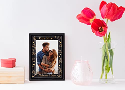 Waahome Our First Valentine's Day Picture Frame, Wood Valentines Photo Frame, Romantic Valentines Day Gifts For Her Him Girlfriend Boyfriend Wife Husband Couples Women Men #TOP5