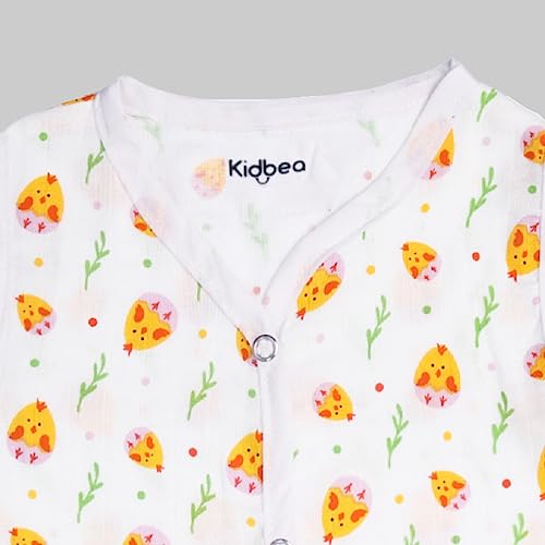 Image of Kidbea Unisex Baby Muslin Jhabla with Cute Prints | Summer Jhabla Shirt | Soft, Comfortable & Lightweight for Newborn & Infants