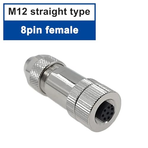 Conector de sensor M12 hembra de 8 pines recto con acoplamiento tipo A de tornillo 2