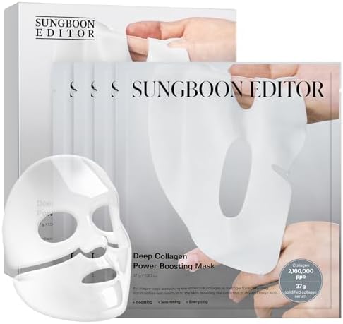 SUNGBOON EDITOR Deep Collagen Overnight Mask Hydrating Mask for Glass Skin, Wrinkle Care, Firming & Pore Refining 2,160,000PPB Collagen + 9 Peptides Korean Skincare, 4ea, Gifts for Women
