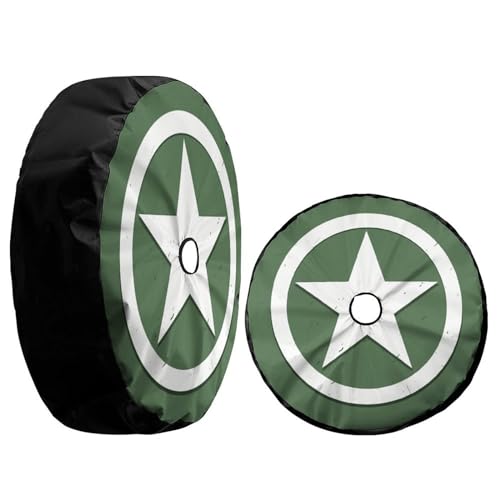 Image of Delerain Spare Tire Cover with Backup Camera Hole US Green Star Wheel Covers Waterproof Dust-Proof UV Sun Universal Fit for Trailer RV SUV Truck (18 Inch for Diameter 32 inch-34 inch)
