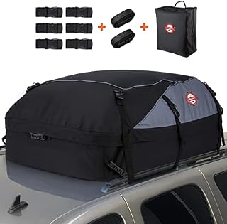 Sailnovo Car Roof Bag, 20 Cubic Feet Large Roofing Cargo Carrier Bags Waterproof Soft Rooftop Luggage Storage Box for Any Cars with Roof Rack/Rails/Bars, Black