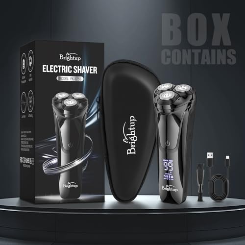 Brightup Electric Razor for Men, Wet & Dry Electric Shavers for Men with Pop-Up Trimmer and Travel Case, USB-C Rechargeable Waterproof Cordless Shaving Razor Mens Gift
