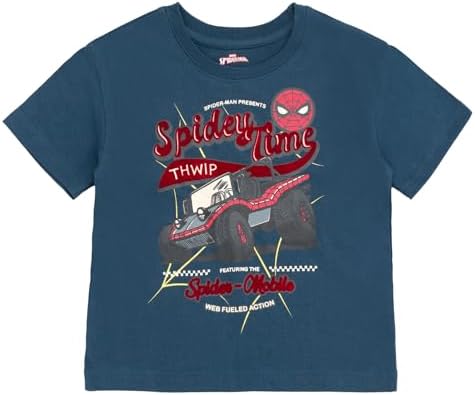 Marvel Spider-Man T-Shirt and French Terry Shorts Outfit Set Toddler to Big Kid Sizes (2T - 10-12)