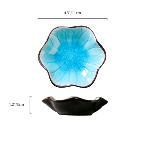 Image of Ice Cracking Leaf Jewelry Dish, Decorative Ring Holder Small Trinket Tray Bowl, Gifts for Daughter Mom Friends, Lake Blue.