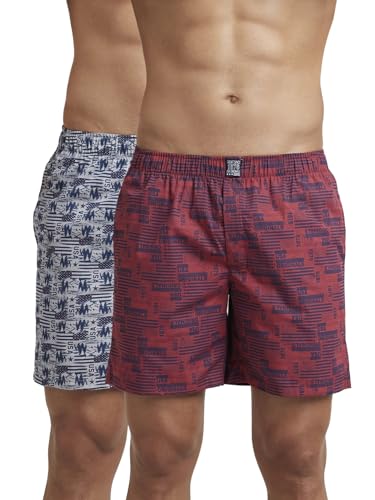 Image of Jockey US57 Men's Super Combed Mercerized Cotton Woven Printed Boxer Shorts with Side Pocket (Pack of 2 Prints May Vary)