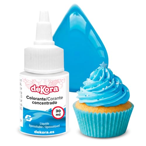 dekora – Super Colors Colorante Alimentario Azul Liposoluble Concentrado | Ideal para Chocolate, Buttercream y Masas Grasas | Dosificación Precisa | 30 ml