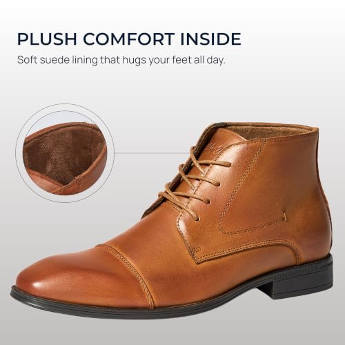 Image of Holy dove Mens Dress Boots Leather Oxford Chukka Boots | Hi-Poly insole,non-slip rubber outsole, business formal, ankle-high chukka Oxford style