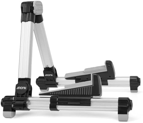 AROMA Guitar Stand Floor Foldable Adjustable and Portable for Acoustic Classical Electric Guitars