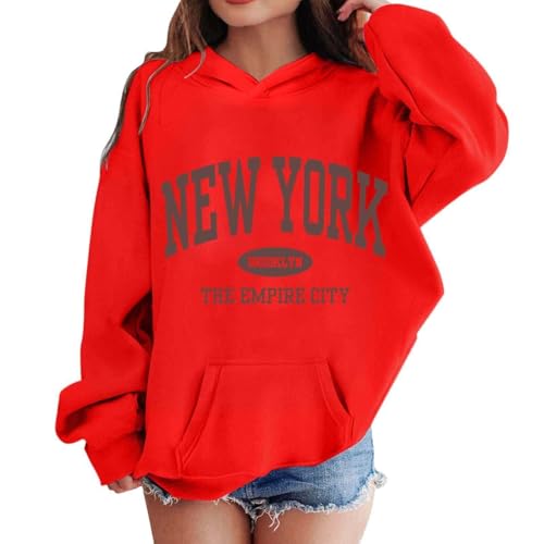 Sweat-shirt à capuche manches longues pour enfants graphique rouge