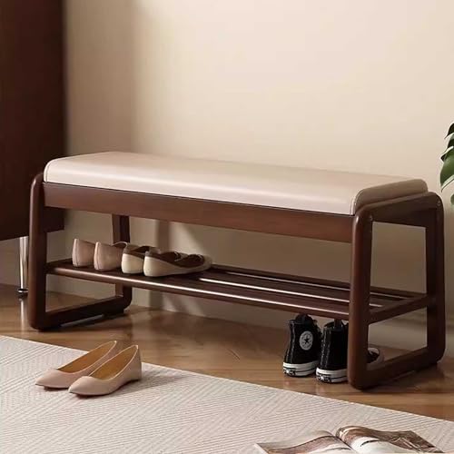 KaBuea Bathroom Storage Bench Shoe Entryway Storage Small Hallway Bamboo