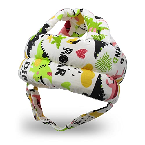 Image of Baby Head Protector Baby Helmet for Crawling Walking, No Bumps Safety Head Adjustable Protective Cap for Walking, Playing (Dinosaur C)