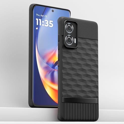 Image of Pikkme Back Cover for Motorola Motorola Moto Edge 50 Fusion 5G / Motorola Moto G96 5G Soft Grip 3D Hexa Cube Texture Silicone Bumper Case (Black)