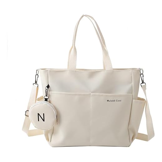 CHENXIAOHONG Bolsa Feminina Grande Transversal, de Mão e Tipo Tote | Bolsa Casual Leve para Ombro ou Lateral | Ideal para Faculdade, Trabalho, Compras e Uso Diário (Off-white)