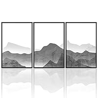 3 Piece Framed Canvas Wall Art Mountain with Fog Canvas Prints Home Artwork Decoration for Living Room,Bedroom - 16