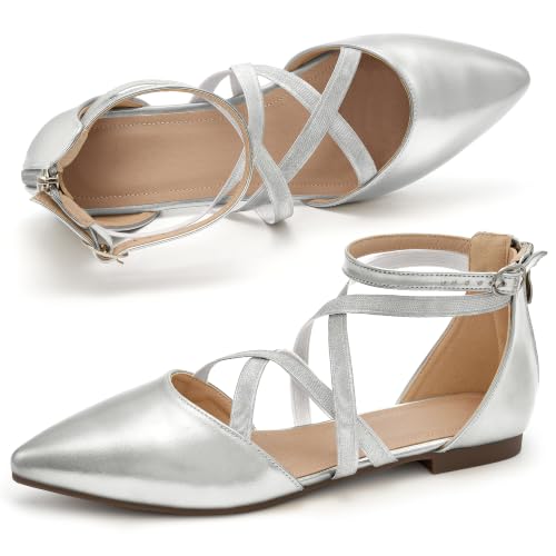 Image of Reimferce Womens Ballet Flats for Wedding: Comfortable Dress Work Flat for 2026 - Ladies Dressy Zipper Walking Shoes