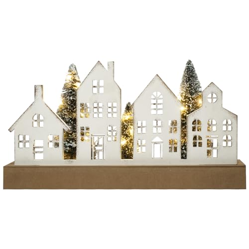 Christmas Decorations for Home Led Lighted Christmas Tree Decor with Timer Wooden Merry Christmas Sign Rustic Farmhouse Tabletop Block Xmas Holiday Signs Indoor Room Party