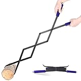 Heavy Duty Fire Tongs, 42in Accordion Style Firewood Tongs Log Grabber for Fire Pit, Fireplace Campfire Bonfire, Wrought Rustproof Fire Pit Tool Outdoor Camping Wood Stove Use