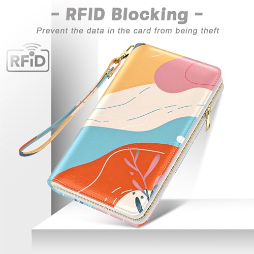 Image of Aiawoxc Womens Wallet, RFID Wristlet Wallets for Women, Ladies Clutch Purses, Large Travel Card Holder with Phone Holder | RFID