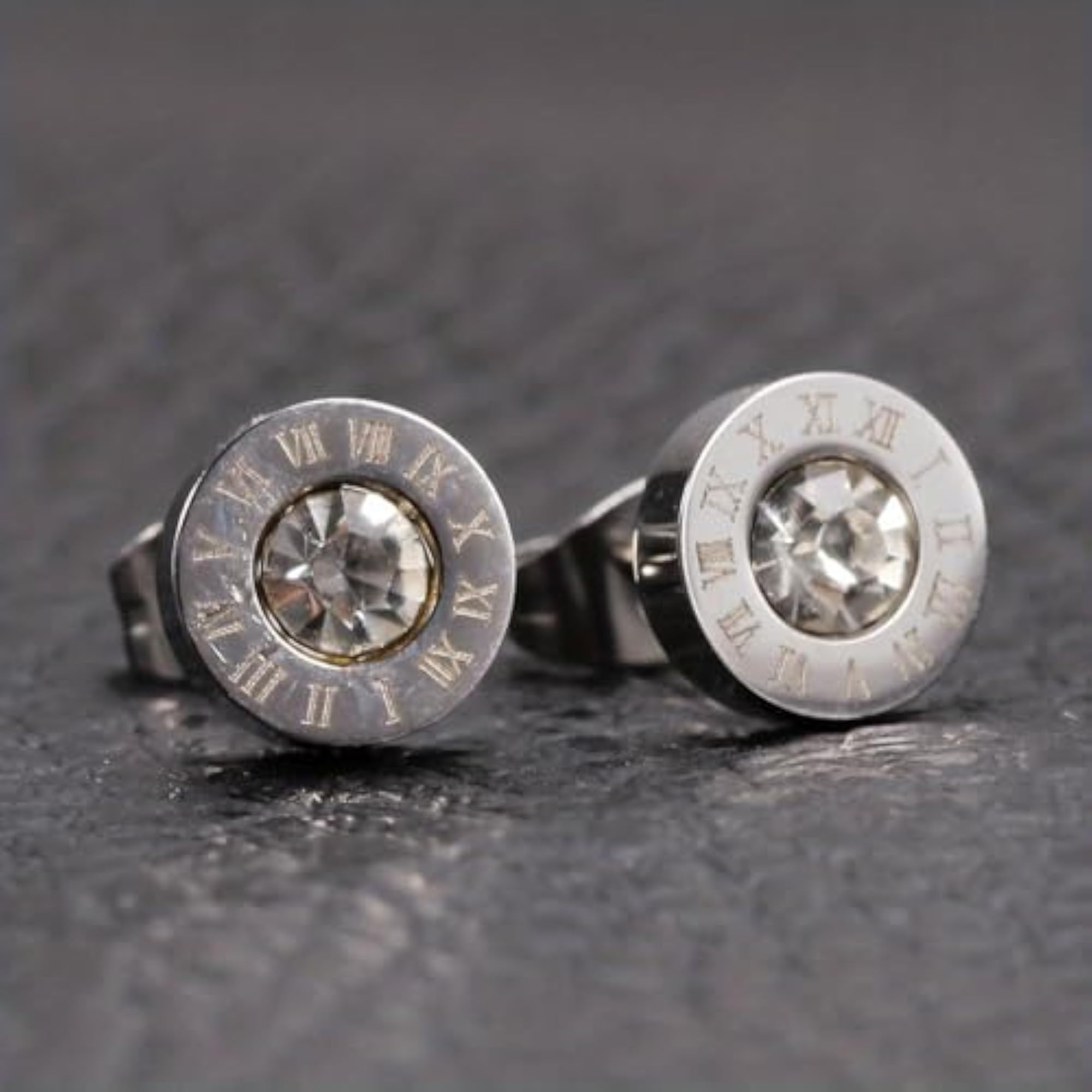 Crystal Stud Earrings Pushback Closure