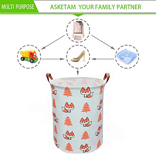 Asketam Canvas Fabric Collapsible Kids Baby Laundry Basket Children Nursery Bedroom Dirty Clothes Hamper Storage Bin Toy Organizer (Fox Little Pine) #TOP4