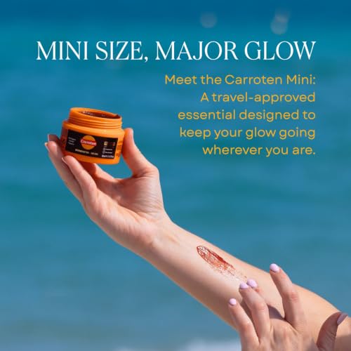 Image of Carroten Mini Intensive + Gold Shimmer Tanning Gels | Travel Size Tan Accelerator & Body Bronzer | Non-Greasy, Water-Resistant | Carrot & Coconut Oil | Vitamin A&E For Hydration |1.7 Oz 2 Pack+Spatula
