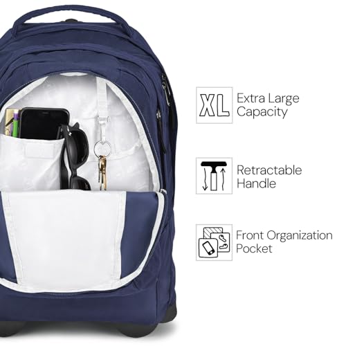JanSport Driver 8 Rolling Backpack - Wheeled Travel Bag with 15-Inch Laptop Sleeve, One Size, Navy4