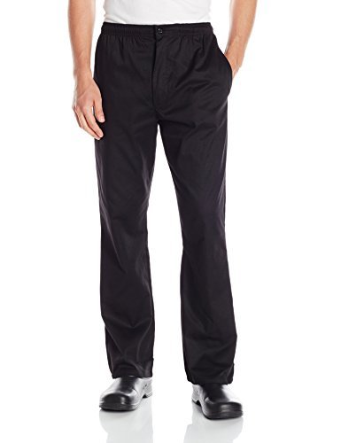 Chef Code Men's Basic Baggy Chef Pant With Zipper, Black, Large #TOP12