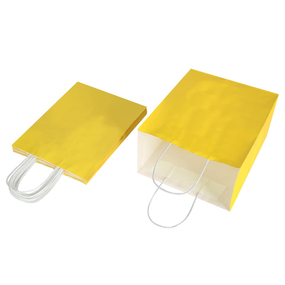 Oikss Confezione da 50 sacchetti regalo di carta con manici, misura media, 20 x 12 x 25 cm, sacchetti in carta kraft per feste di compleanno, generi alimentari, shopping, attività commerciali