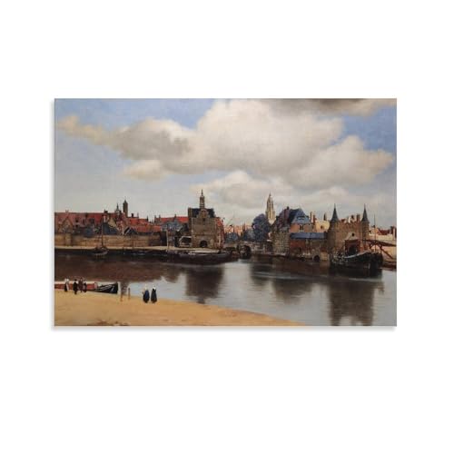 Poster Vermeer Vue de Delft - Toile murale 40x60cm pour sublimer la décoration de votre chambre