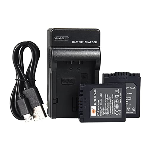 DSTE S006E - Batería de iones de litio (2 unidades) y cargador micro USB compatible con cámara Panasonic CGR-S006E CGR-S006A1B CGA-S006 Lumix DMC-FZ18 DMC-FZ8 DMC-FZ38 DMC-FZ35 DMC-FZ7 Leica V-LUX1