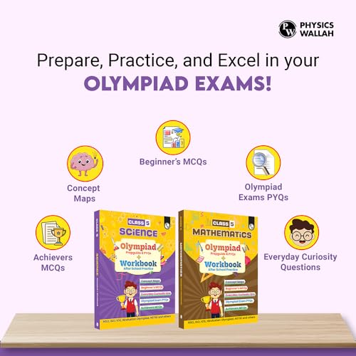 Image of PW Olympiad Books for Class 5 2026-27 - Science & Mathematics Workbook | IMO & NSO Olympiad Prep | Chapterwise MCQs, PYQs, Concept Maps & Achievers Section (Set of 2 Books)