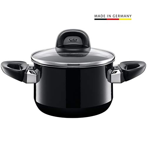 Preisvergleich Produktbild Silit Modesto Koch / - Fleischtopf, hoch, 16cm, Glasdeckel, 2,0l, Silargan Funktionskeramik, Topf Induktion, schwarz