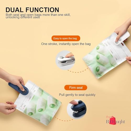 Image of Portable Bag Sealing Machine, USB-C Rechargeable, Dual Function Seal and Cut, White and Grey, Handheld Mini Heat Sealer