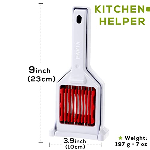 Favia Egg Slicer For Hard Boiled Eggs Mushroom Strawberry Cherry Tomato Kiwi Fruit With 9 Stainless Steel Blades Multipurpose Handy Kitchen Gadgets Bpa Free Dishwasher Safe (Red) #TOP1