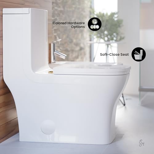 Image of Concorde One Piece Square Toilet Dual Flush, Brushed Gold Hardware 1.1 /1.6 gpf