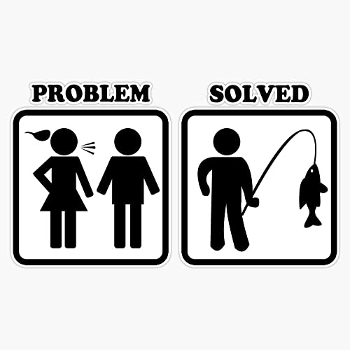 Problem Solved Funny Fishing Bumper Sticker Vinyl Decal 5 inches
