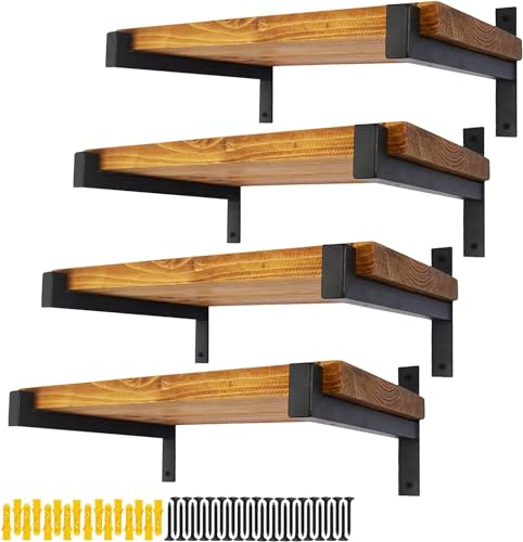 FlyGulls 8 Pcs Black Shelf Brackets Heavy Duty Brackets for Shelves Floating Shelf Bracket with Lip 13 Inch for Living Room Office by FlyGulls - Used condition - CA$41.82