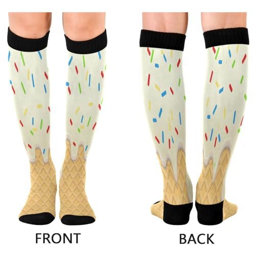 Kigai Ice Cream Cone Compression Socks for Women Men, Circulation Knee High Stockings for Running Cycling Medical2