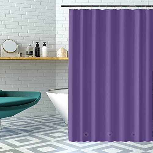 TOBYWEN Purple Shower Curtain Liner, PEVA Shower Curtain with Rustproof Metal Grommet and 3 Magnetic Weights Odor Free Shower Liner 72 x 72 inch (Purple)