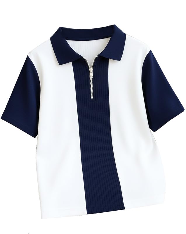 Image of AUSK Men's Textured Vertical Striped Knit Polo T-Shirt | Half Sleeve Zipper Neck Self-Design Casual Tee | Mens Tshirts