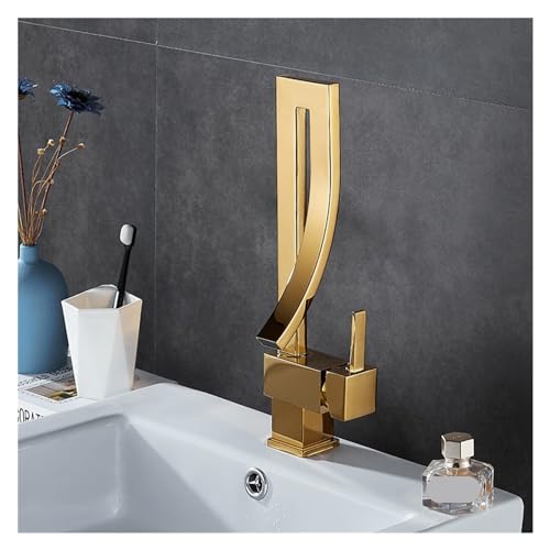 Robinet de lavabo cascade noir rotatif 360 mitigeur eau chaude froide - 3