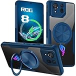 HikerClub for ASUS ROG Phone 8, ROG Phone 8 Pro (2024) Case with Stand Ring 360 Degree Rotating, Transparent PC Back and TPU Silicone Blue Slim Soft Edges Shockproof Anti-Slip Bumper Protective Cover