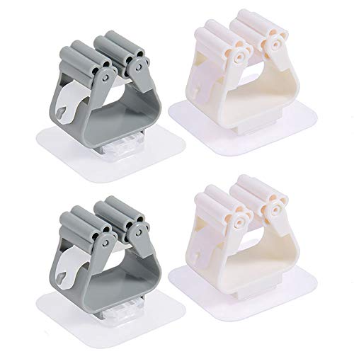 [4Pack] Mop And Broom Holder Broom Organizer Grip Clips, Self Adhesive Reusable No Drilling Super Anti-Slip, Wall Mounted Storage Rack Storage & Organization For Your Home, Kitchen And Wardrobe #TOP22