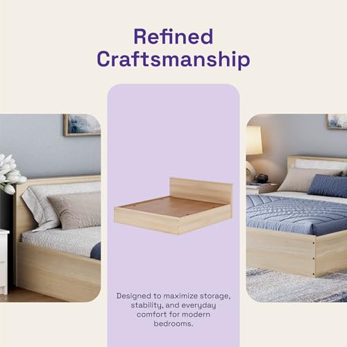 Image of Wakefit Bed | 1 Yr Warranty | King Size Bed, Comes with Storage Box, Noise-Free, Density: 680-750 kg /m, Termite & Borer Resistant, Fits Mattresses Up to 8 Inches (Taurus 72 x 72 - Columbia Walnut)