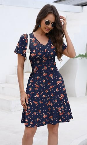 Image of COSSEN Women's Casual Short Sleeve Dress with Pockets