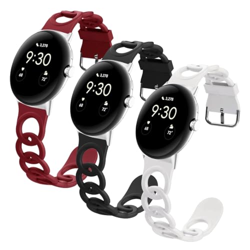 3 Pack de correas de silicona deportiva ajustable para Google Pixel Watch
