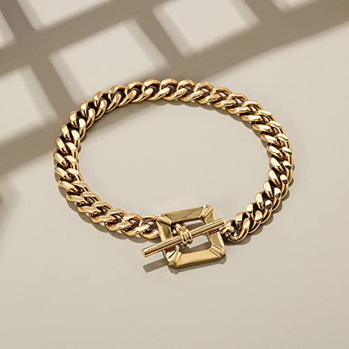 Ciunofor Square Toggle Clasp Chain Bracelet Chunky Miami Cuban Link For Women Girls 18K Gold Filled Stainless Steel Vintage Curb Chain #TOP1