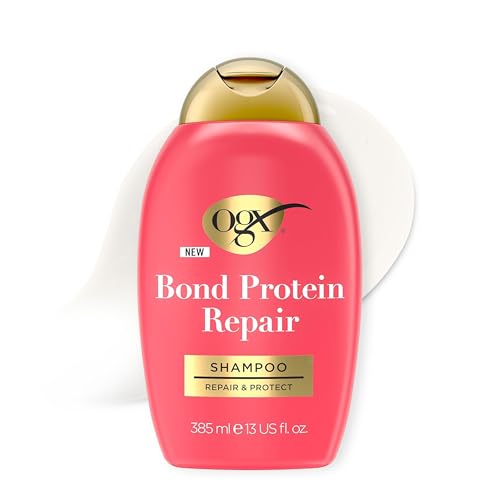 OGX Repair and Protect Bond Protein Repair Shampoo, 385 ml – Stärkt und repariert sprödes, trockenes oder beschädigtes Haar mit Lipi Pro Shield Technology und Dual-Action-Repair-Technologie